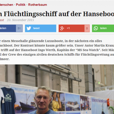 Eimsbütteler Wochenbericht: Ein Flüchtlingsschiff auf der Hanseboot